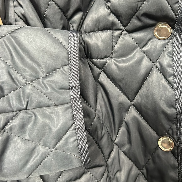 Massimo Dutti Quilted Dark Navy Midi Length Hooded Jacket Coat size small - Picture 16 of 16